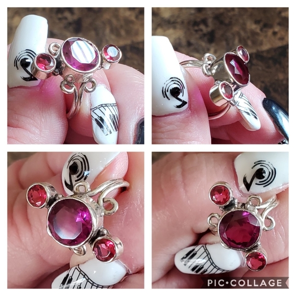 Genuine 3ct Rubilite Tourmaline Ring Size 7 - Picture 5 of 7